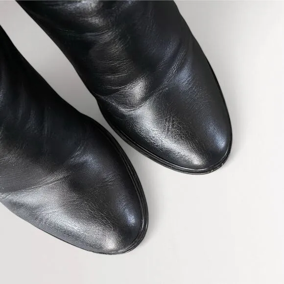 Vince Black Leather High Heel Ankle Boots Booties Women's US 6.5 EU 37