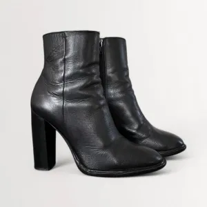 Vince Black Leather High Heel Ankle Boots Booties Women's US 6.5 EU 37