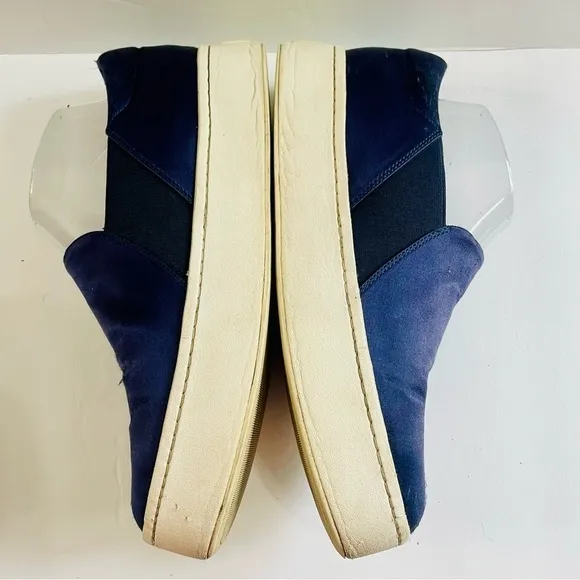Vince Blue Satin Slip on Sneakers Size 9