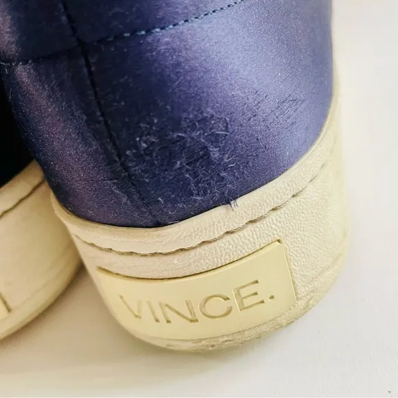 Vince Blue Satin Slip on Sneakers Size 9