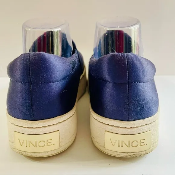 Vince Blue Satin Slip on Sneakers Size 9