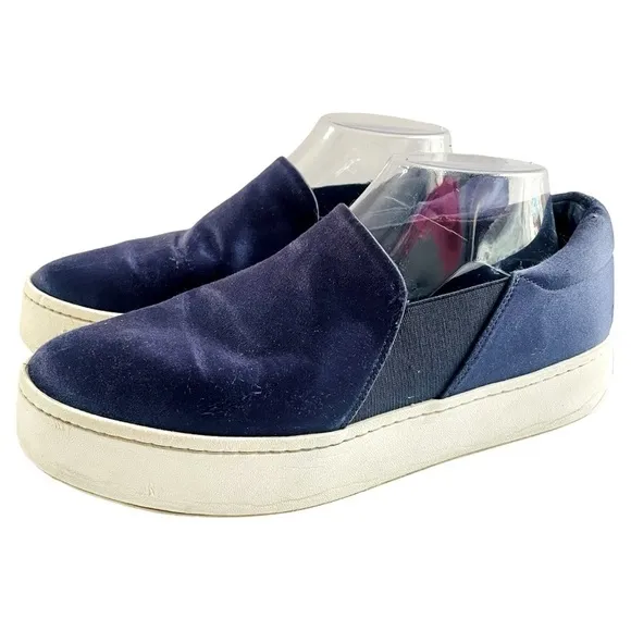 Vince Blue Satin Slip on Sneakers Size 9