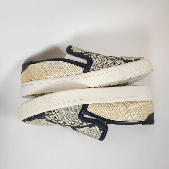Vince Bram Snake skin Embossed Slip-On flat shoes animal print leather Size 7.5