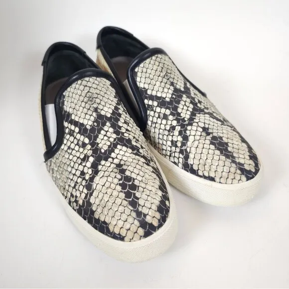 Vince Bram Snake skin Embossed Slip-On flat shoes animal print leather Size 7.5