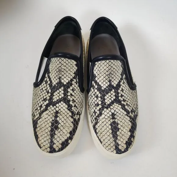 Vince Bram Snake skin Embossed Slip-On flat shoes animal print leather Size 7.5