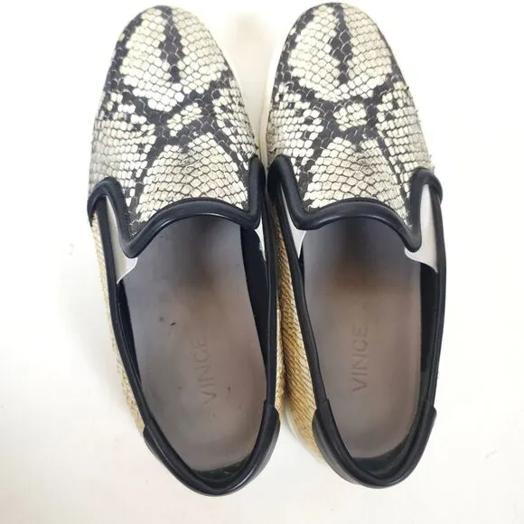 Vince Bram Snake skin Embossed Slip-On flat shoes animal print leather Size 7.5