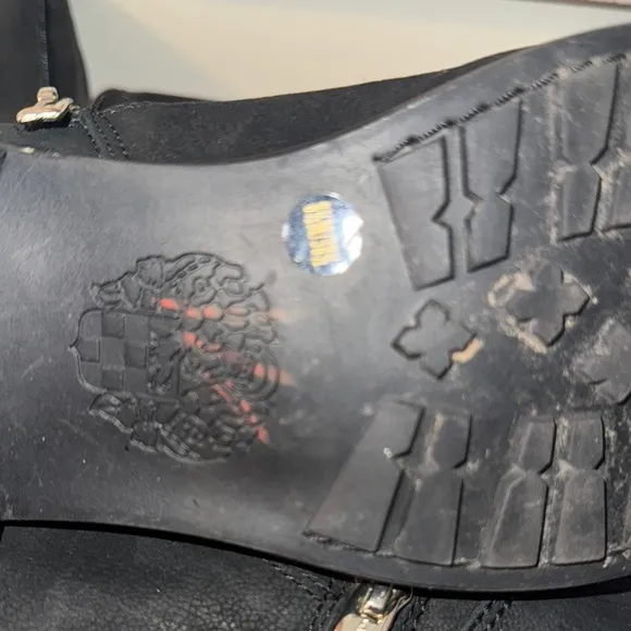 Vince Camuto Black Combat Boots with Gold Buckles