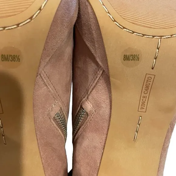 Vince Camuto Booties Heels 8 Elvin Soft Pink Suede Fall Winter