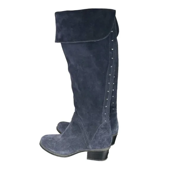 Vince Camuto Briella Blue Suede Leather Over the Knee Boots SIZE 5.5 Womens Shoe