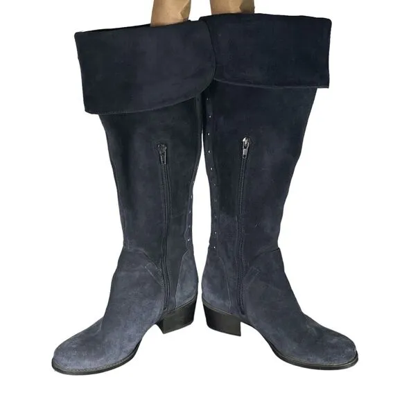 Vince Camuto Briella Blue Suede Leather Over the Knee Boots SIZE 5.5 Womens Shoe
