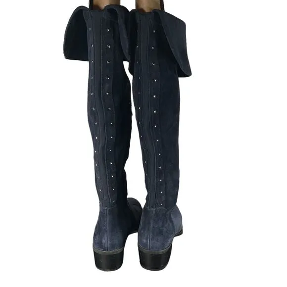 Vince Camuto Briella Blue Suede Leather Over the Knee Boots SIZE 5.5 Womens Shoe