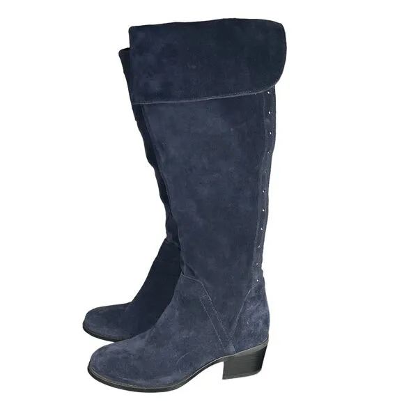 Vince Camuto Briella Blue Suede Leather Over the Knee Boots SIZE 5.5 Womens Shoe