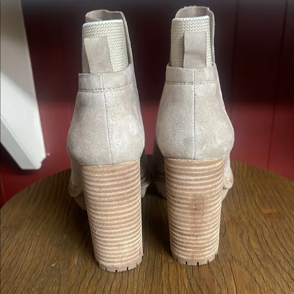 Vince Camuto Cream Heeled Boots with Suede Finish