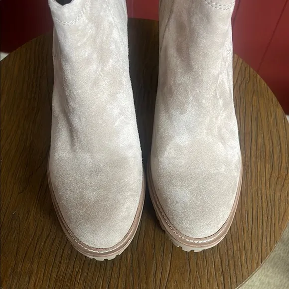 Vince Camuto Cream Heeled Boots with Suede Finish