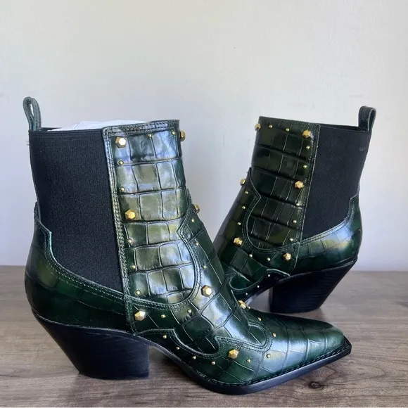 Vince Camuto Norley Dark Green Women's Western Leather Boot Size 7 SKU#24742