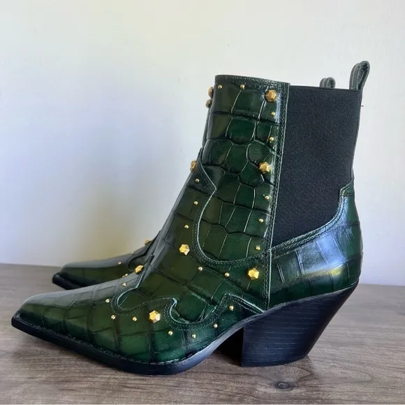 Vince Camuto Norley Dark Green Women's Western Leather Boot Size 7 SKU#24742
