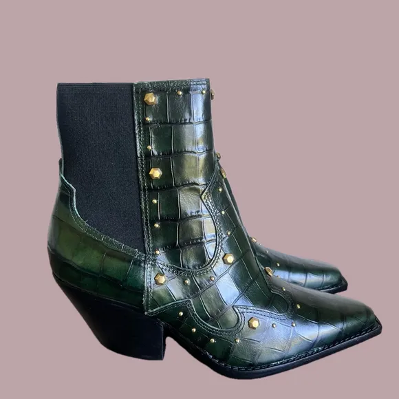 Vince Camuto Norley Dark Green Women's Western Leather Boot Size 7 SKU#24742