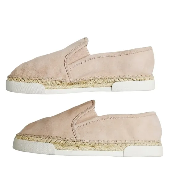 Vince Camuto Tambie Blush Pink Nubuck Leather Espadrille Slip-On Shoe Womens 8 M
