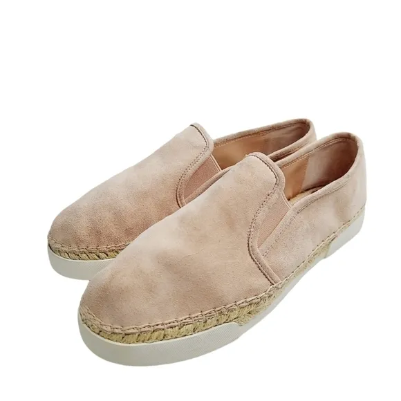 Vince Camuto Tambie Blush Pink Nubuck Leather Espadrille Slip-On Shoe Womens 8 M