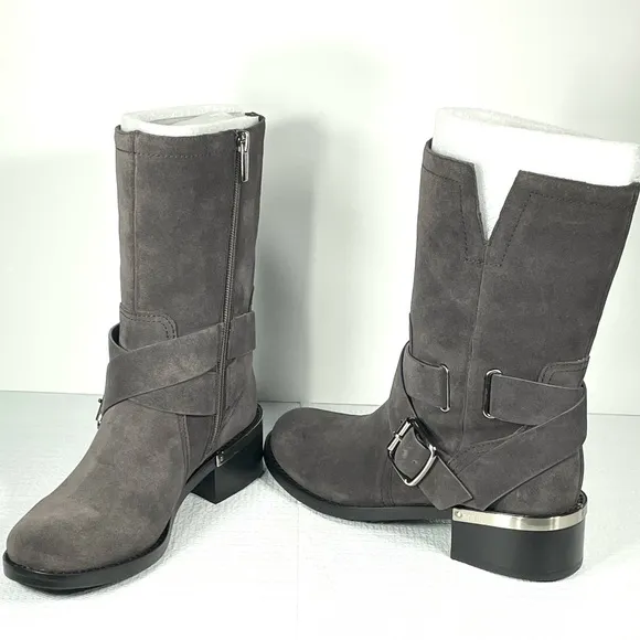 Vince Camuto Womens Motorcycle Ankle High Boots Suede Leather Wethima 6.5M NIB