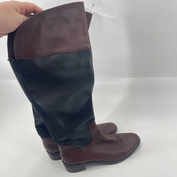 Vince Camuto Womens Riding Boots Leather Knee High Tall Brown Black Size 8.5&quot;