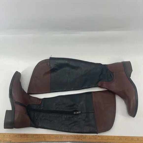 Vince Camuto Womens Riding Boots Leather Knee High Tall Brown Black Size 8.5&quot;