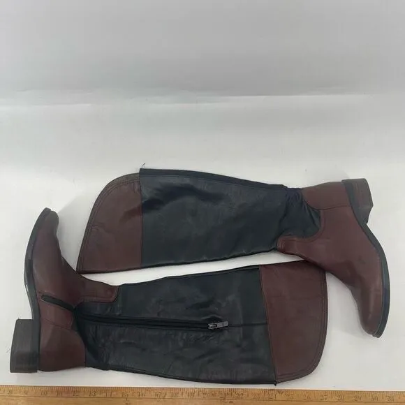 Vince Camuto Womens Riding Boots Leather Knee High Tall Brown Black Size 8.5&quot;