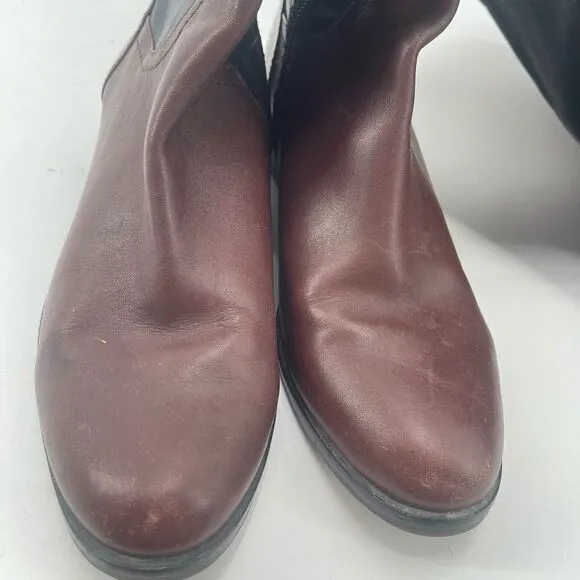 Vince Camuto Womens Riding Boots Leather Knee High Tall Brown Black Size 8.5&quot;