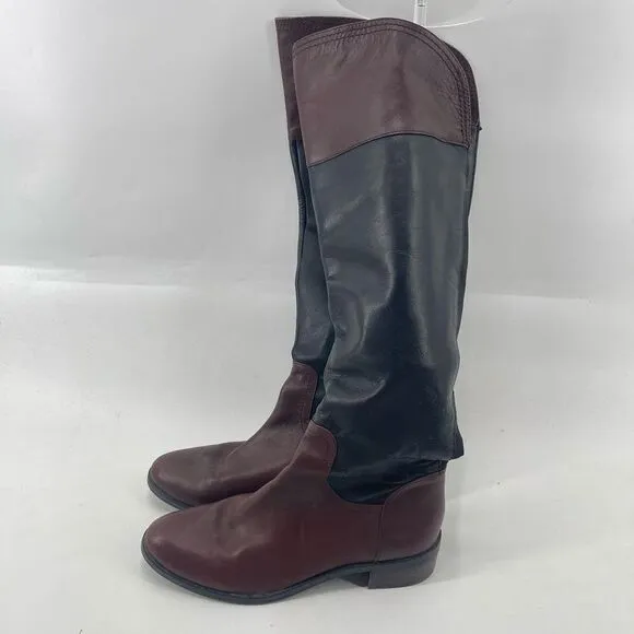 Vince Camuto Womens Riding Boots Leather Knee High Tall Brown Black Size 8.5&quot;