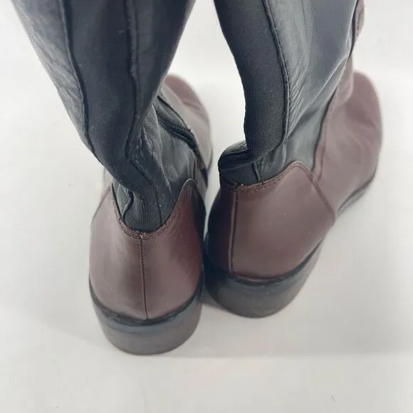Vince Camuto Womens Riding Boots Leather Knee High Tall Brown Black Size 8.5&quot;