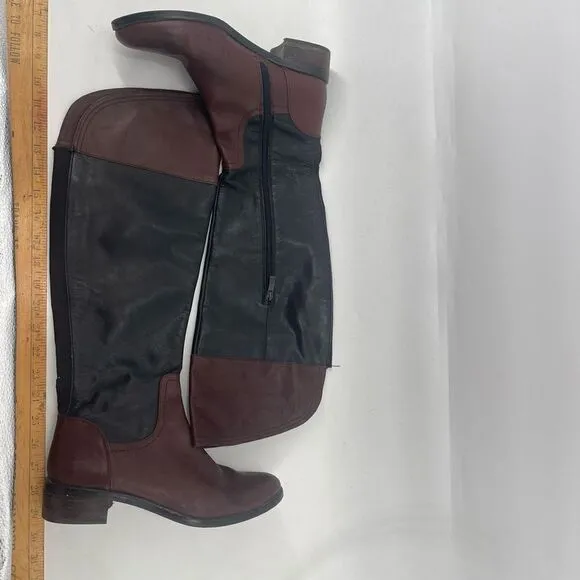 Vince Camuto Womens Riding Boots Leather Knee High Tall Brown Black Size 8.5&quot;