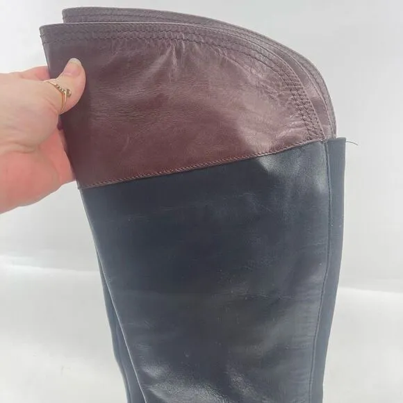 Vince Camuto Womens Riding Boots Leather Knee High Tall Brown Black Size 8.5&quot;