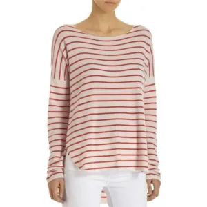 VINCE Cashmere Boat Neck Striped Tunic Length Sweater Coastal Size S *Flaw