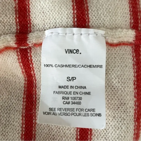 VINCE Cashmere Boat Neck Striped Tunic Length Sweater Coastal Size S *Flaw