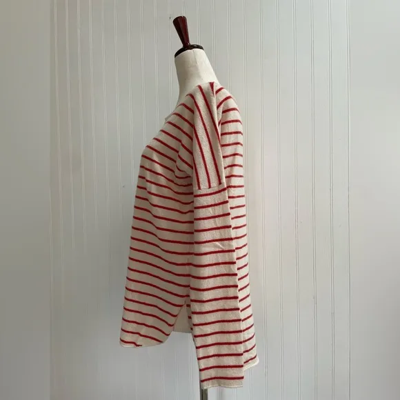 VINCE Cashmere Boat Neck Striped Tunic Length Sweater Coastal Size S *Flaw