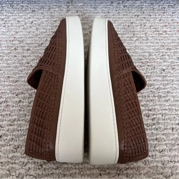 VINCE Stafford Womens Woven Leather Platform Slip On Sneakers