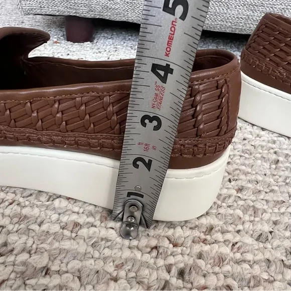 VINCE Stafford Womens Woven Leather Platform Slip On Sneakers