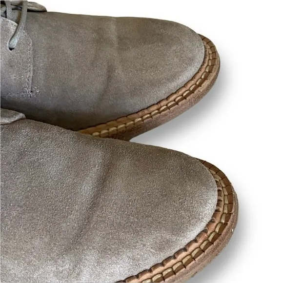 VINCE Suede Cabria Bootie Woodsmoke Women’s Size 7.5 Tie Up Flat 1” W…Gorpcore