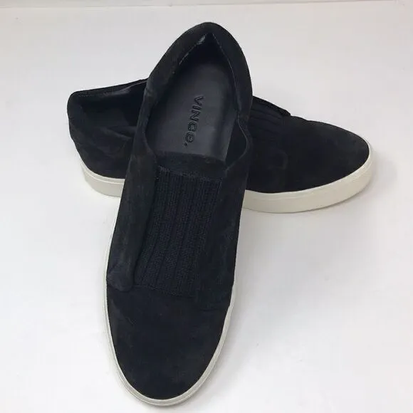 Vince Suede Cantara Sneakers Women's Black White Suede Slip On Shoes Size 6
