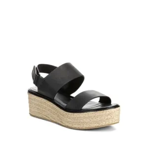 VINCE. Womens Black 1-1/2&quot; Platform Janet Toe Wedge Leather Espadrille Shoes 7 M