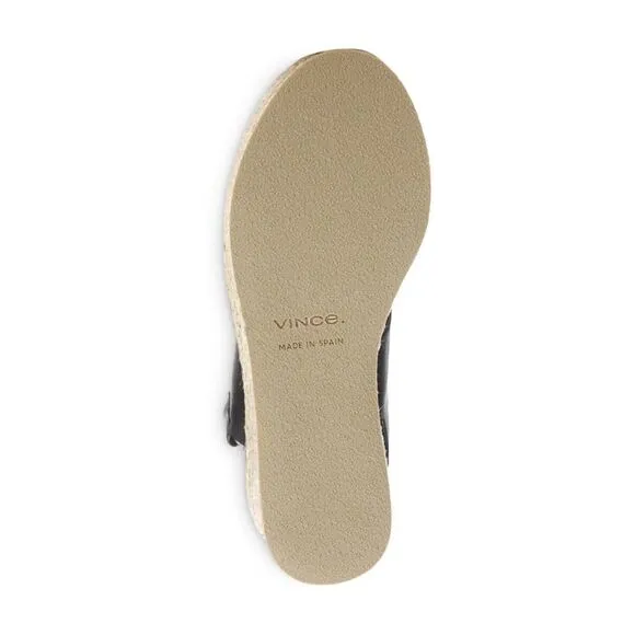 VINCE. Womens Black 1-1/2&quot; Platform Janet Toe Wedge Leather Espadrille Shoes 7 M