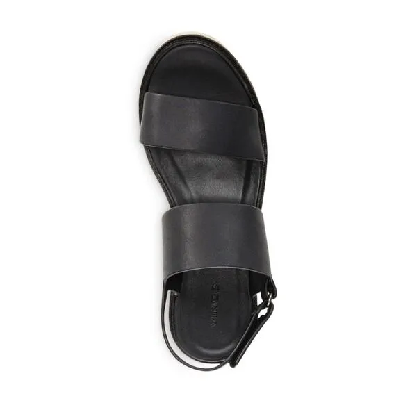 VINCE. Womens Black 1-1/2&quot; Platform Janet Toe Wedge Leather Espadrille Shoes 7 M