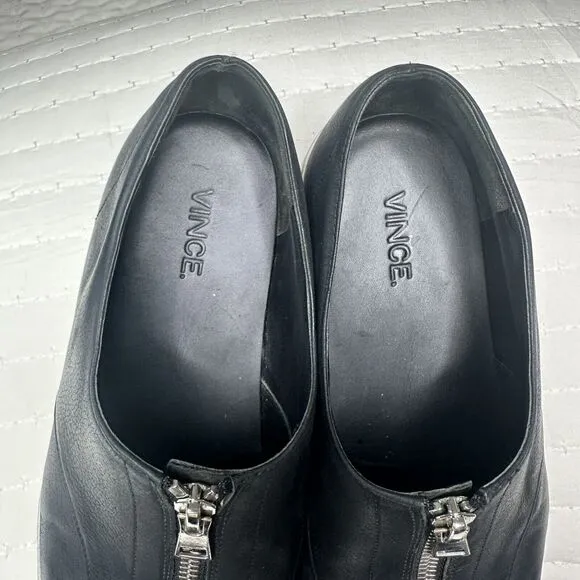 Vince Women’s Warner Zip Platform Slip On Sneakers Shoes 8M Black Leather