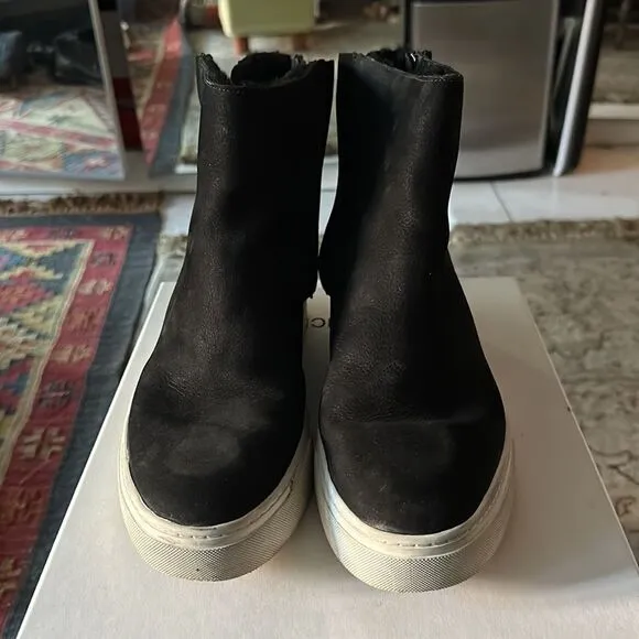Vince black suede sneaker boots with sheep fur lining. Super cozy.