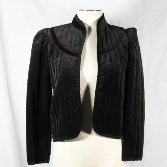 Vintage 1960s 1970s Black Brown Hued Velveteen Skirt Suit Set