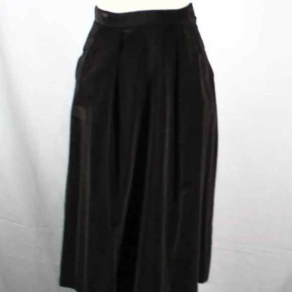 Vintage 1960s 1970s Black Brown Hued Velveteen Skirt Suit Set