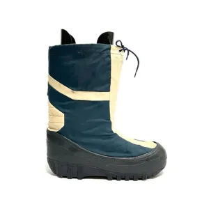 Vintage 1980s men’s beige and blue nylon platform winter moon boots