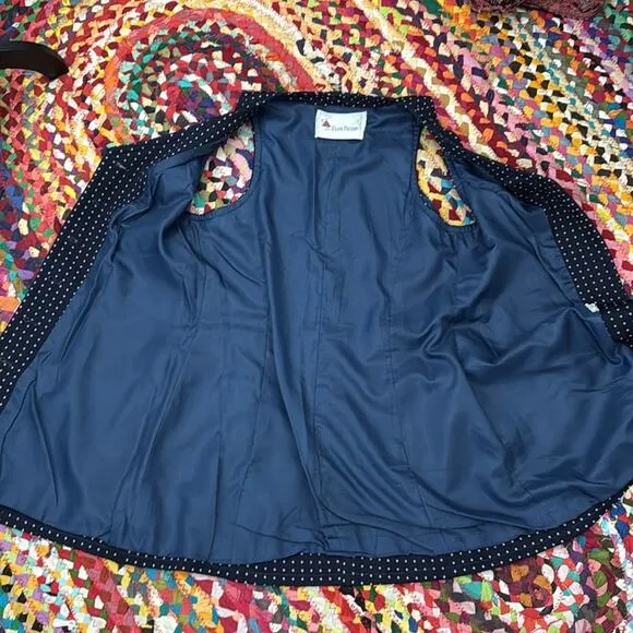 Vintage 60s/70s Evan Picone Navy &amp; White Button Up Vest Mini Dress