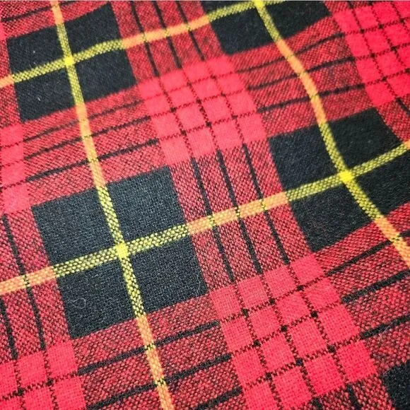 Vintage '70s Cucumber ILGWU Red Tartan Plaid Wool Midi A-Line Swing Skirt 9/10