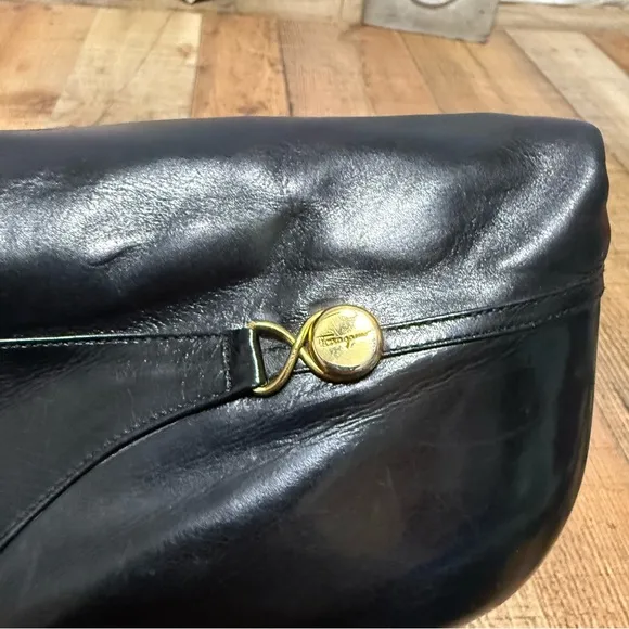 vintage 70s SALVATORE FERRAGAMO black tall leather riding boots 9.5 AA